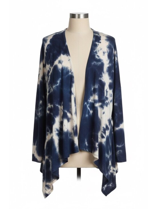 Boutique Sweaters - NWT Blue Tie Dye Open Front Draped Jersey Cardigan| Ethereal Grunge Boho Coastal